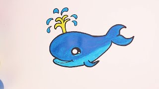 How to draw and color whale/ Easy drawing for children | Easy drawing step by step.