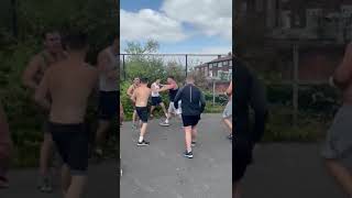travellers fighting and tommy joyce jumps in attacks  man