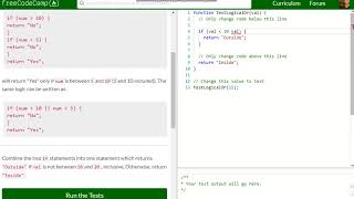 Basic JavaScript Comparisons with the Logical Or Operator free code camp Dani