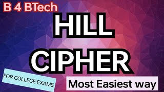 HILL CIPHER || HILL CIPHER IN SECURED COMPUTING || cloud computing