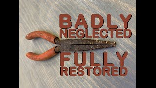 RUSTY NEEDLE NOSE PLIERS Restored for daily use hand tool restoration
