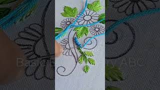 bordado básico a mano garabatos de hojas con puntada Palestrina, tutorial de border flores1 #bordado