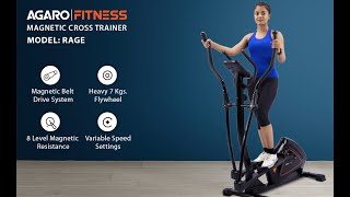 AGARO RAGE Magnetic Cross trainer for Home Fitness, 8 Magnetic Resistance Levels, with 7Kg Fly Wheel