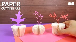 [페이퍼커팅#6] 페이퍼커팅으로 미니화분 만들기(봄봄봄~) | Making mini pots with paper cutting #paperart