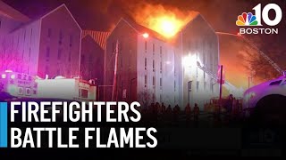 Massive fire burns in Amherst, Mass., apartment complex