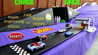 Hot Wheels Fat Track Bugatti Veyron vs Bugatti Engineering Edonis extreme Cops chase tournament race