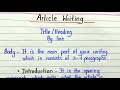 Article writing format || How to write article in english