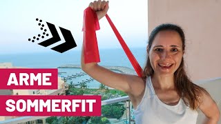 Theraband Übungen Arme Schulter | Kurzes Workout 5 Min. | straffe Arme mit Theraband