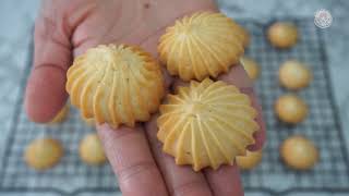 คุกกี้นมข้นหวาน ฟูเบา บีบง่าย ลายคม ต้นทุนต่ำ ไม่ใส่เนย ไม่ใส่ผงฟู Condensed milk Cookies(No butter)