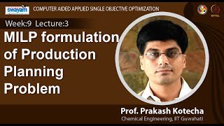 Lec 33: MILP formulation of Production Planning Problem