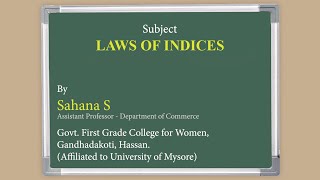 Commerce - Quantitative Techniques - Laws of Indices