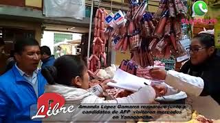 AMANDA LÓPEZ, PEDRO  UBALDO Y MANUEL CALLA  VISITAN MERCADOS EN YANACANCHA.