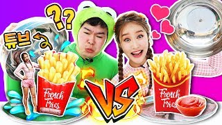 [실제음식 vs 튜브음식] 개구리와 복불복 랜덤 음식 뽑기놀이 real food Challenge