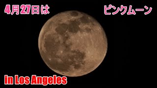 4月27日の満月はピンクムーン(桃色月) Pink Moon in Los Angeles 2021