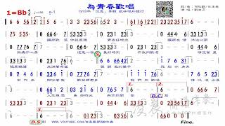 C05 為青春歡唱 劉文正 Bb 156 (原調G)，測試用練習版簡譜伴奏，版權為原出版公司所有，請勿作商業用途。歡迎訂閱、留言、按讚、分享