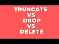 Difference between Delete, Drop & Truncate in SQL | DBMS