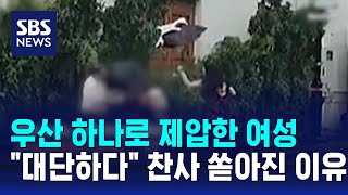 우산 하나로 제압한 여성…\