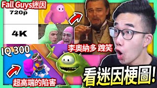 【有感筆電】看迷因梗圖#14：Fall Guys迷因！看超強高手的各種IQ 300陷害！李奧納多拿酒瓶笑！【每2周更新啦】