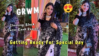 Grwm : Draped in Tradition | Stunning black Saree Look Reveal 🌼