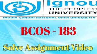 BCOS - 183 // Computer Application in Business // Solve assignment IGNOU // #ignou