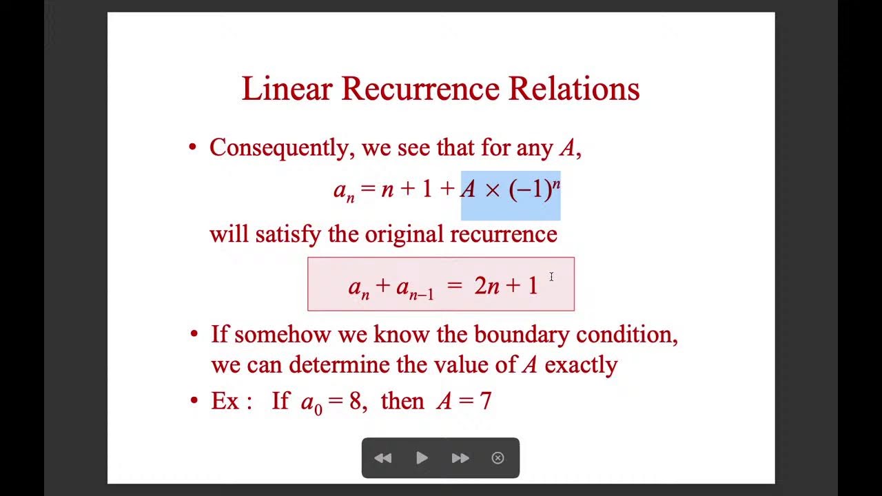 Week 6 Lecture Summary (Generating Functions; Recurrence Relation ...