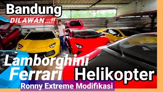 A row of replica Lamborghini supercars made in Bandung at the Ronny Extreme Modification Garage