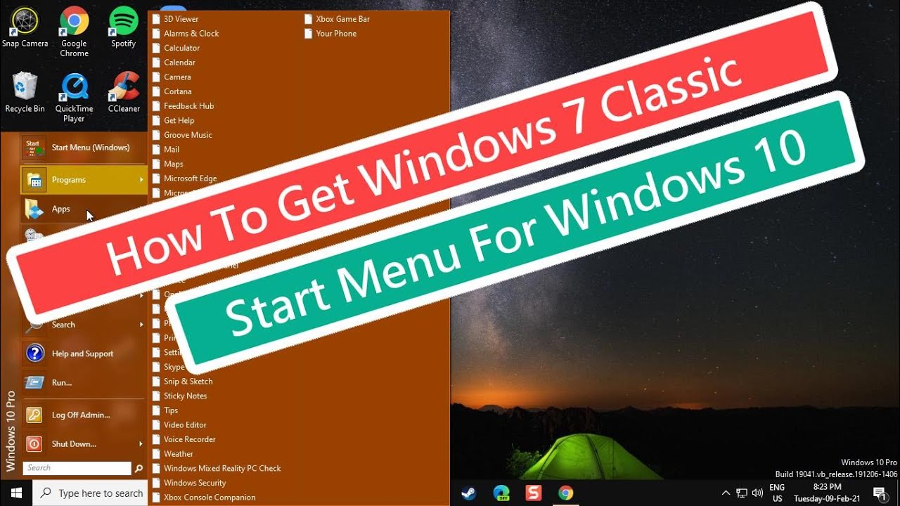 How To Get Windows 7 Classic Start Menu For Windows 10 [Tutorial] - YouTube