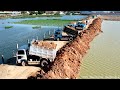 Perfectly Dozer Push Soil Into Water Step by Step | Mighty Komats'u Dozer Remove Soil Land Filling