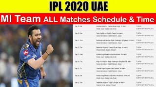 MUMBAI INDIANS TEAM ALL 14 MATCHES  SCHEDULE, TIME TABLE & FIXTURES - IPL 2020 UAE