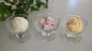 3 Ingredients FROZEN YOGURT | 3 Flavors from 1 Base | Vanilla/Mango/Raspberry Cheese Cake