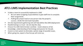 March 2021 Webcast - LIMS Implementation Best Practices - Practical Advice from the Experts