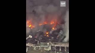 صور جديدة للحريق الضخم في ولاية إلينوي الأميركية