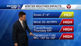 Impact weather Wednesday, Winter Storm Warning this afternoon