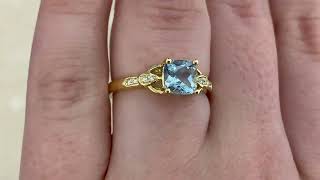 1.20 Carat Cushion Cut Aquamarine Ring - Angora Ring - Hand Video