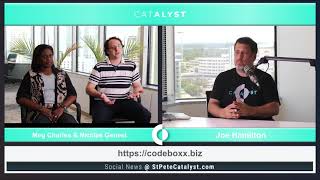 St. Pete Catalyst's Joe Hamilton with CodeBoxx's CEO Nicolas Genest & CSO Meg Charles