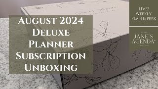 August Deluxe Planner Subscription Unboxing | LIVE! Weekly Plan \u0026 Peek | Jane's Agenda