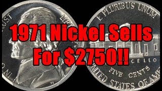 Another High Mintage 1971 Jefferson Nickel Sells for Over $2700!  Look for A Specific Mint Error!