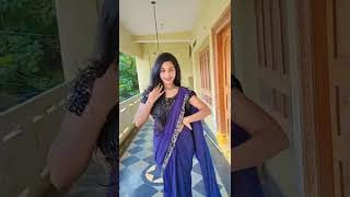 Blue Saree Queen 💖👑 #shorts #saree #navel #hotlook #pushpamovie #hot #sareelover