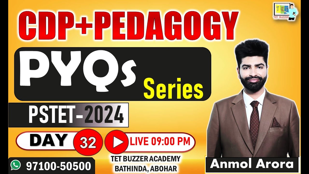 Pstet 2024 Cdp Cdp Pedagogy Pyqs Series Day 32 Pstet 2024 Most