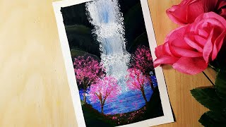 Water fall Painting/Easy Acrylic Painting #shorts