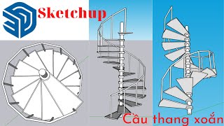 Sketchup - Cầu thang hình xoắn ốc