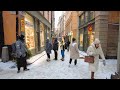 Snowfall in Stockholm Old Town & Slussen, Sweden  | Walking during Christmas in the Winter, 4k #540