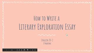 How to Write An Essay  Literary Exploration