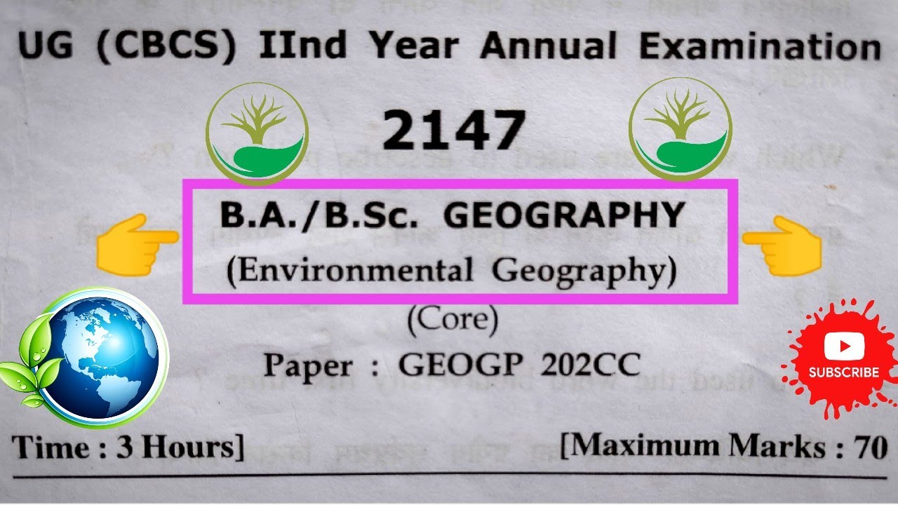 B.A Second Year Environmental Geography Question Paper 2022 ...