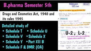 U-2|| L-2 || Detailed study of schedule T ,U ,V, X ,Y, F  & DMR|| jurisprudence || sem 5th