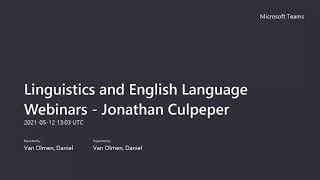 Professor Jonathan Culpeper - Language change and analysing historical texts