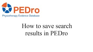 How to save search results in PEDro - English