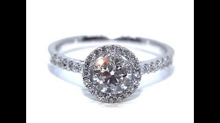 18ct White Gold Round Diamond Halo Engagement Ring 0.93ct