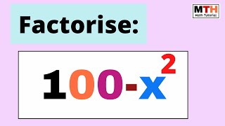 Factorise 100-x^2 || 100-x2 Factored