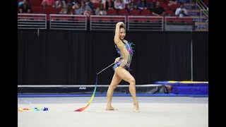 19-year-old Elena Shinohara Ribbon at US National Championships 2019 新体操全米選手権リボン
